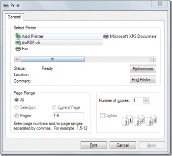 dopdf - бесплатная программное обеспечение виртуального принтера для Windows 7. Печать в PDF.