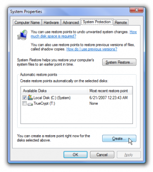 Как создать точку восстановления в Windows 7 или Vista